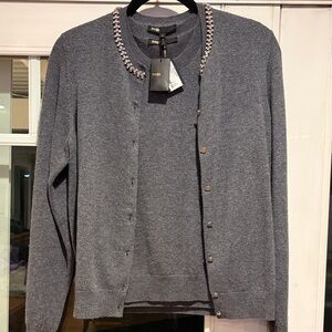 Maje Gray Sweater set with Silver Accents